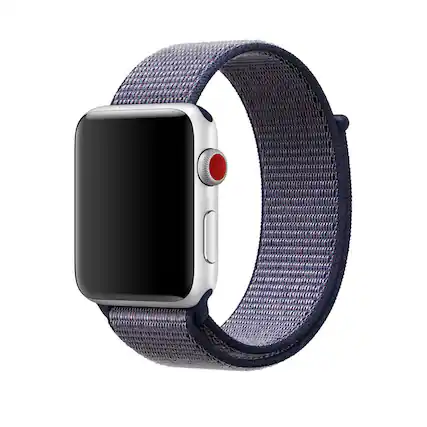 Front. StrapsCo - Everyday Comfort Nylon Watch Band For Apple Watch - 40mm/41mm/42mm - Navy Blue & Grey.