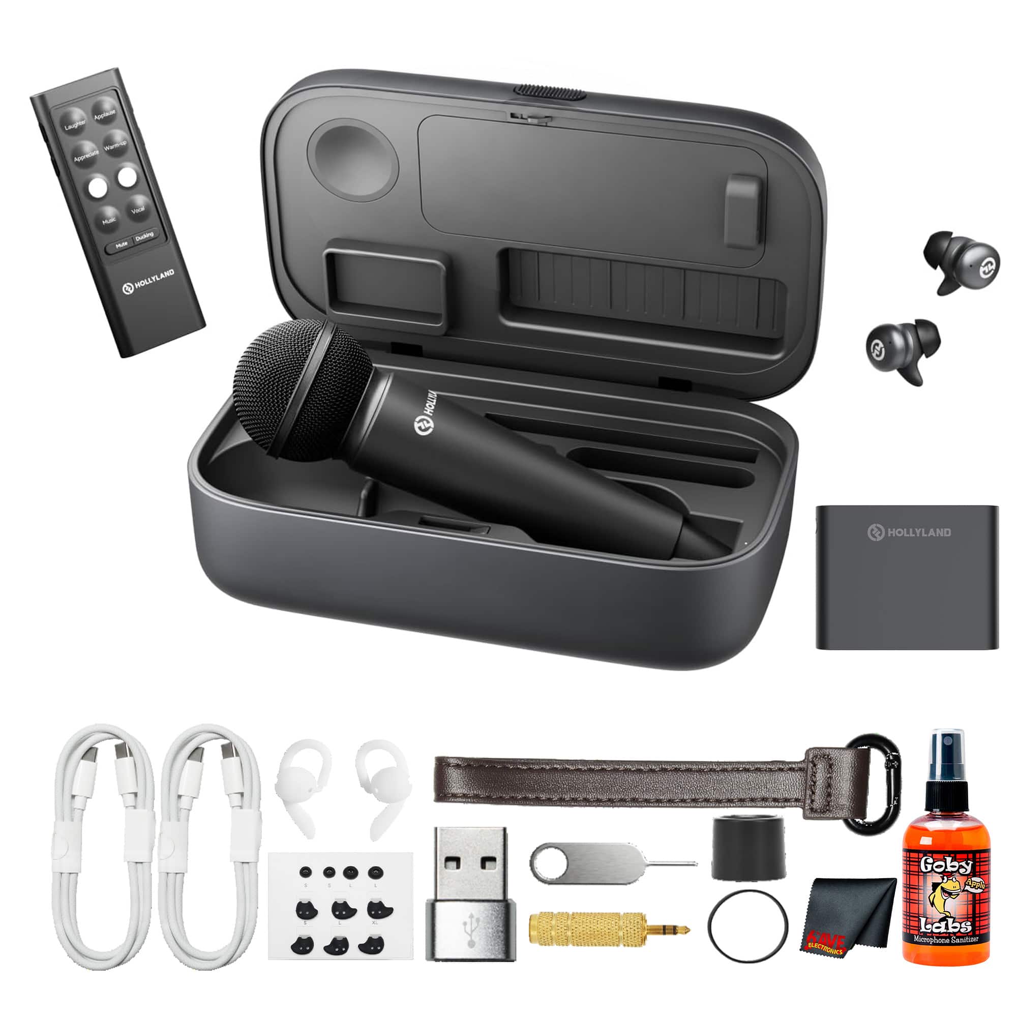 HOLLYLAND - MELO P1 Combo Wireless Handheld Microphone System (Space Gray), Smart Audio Mixer, 2.4GHz, AI Noise Cancellati