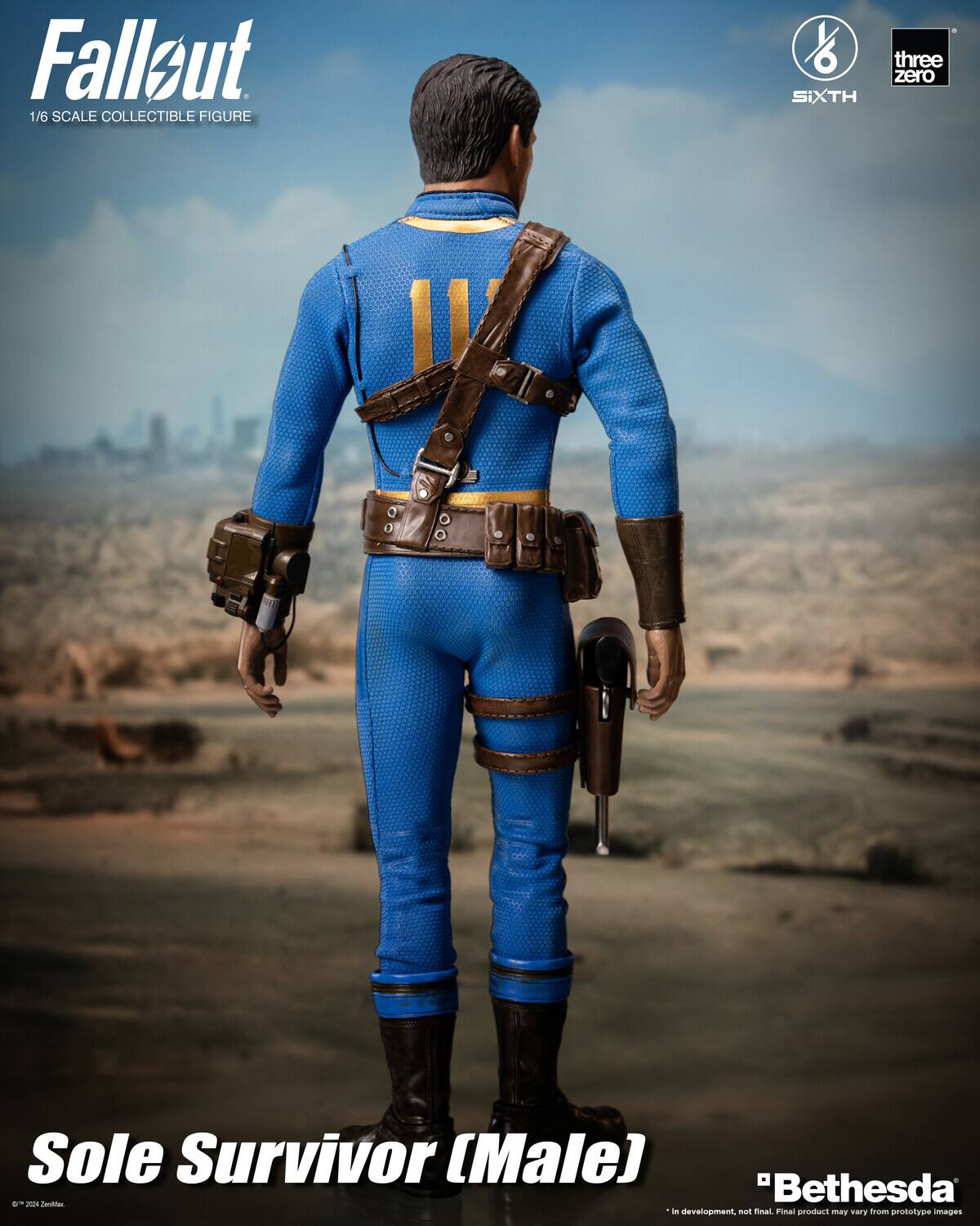 Falleut 1/6 SCALE COLLECTIBLE FIGURE SIXTH . three zero Sole Survivor (Male) "Bethesda - - Jenttas . - development, - fnal Final product may vary A prototype images