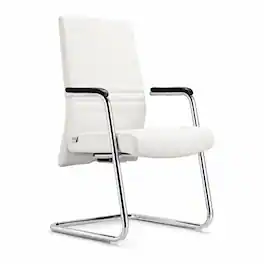 LeisureMod - Aleen Ergonomic Leather Upholstered Office Chair, Iron Frame, Comfortable Computer Desk Chair, Home Office Workspace - White