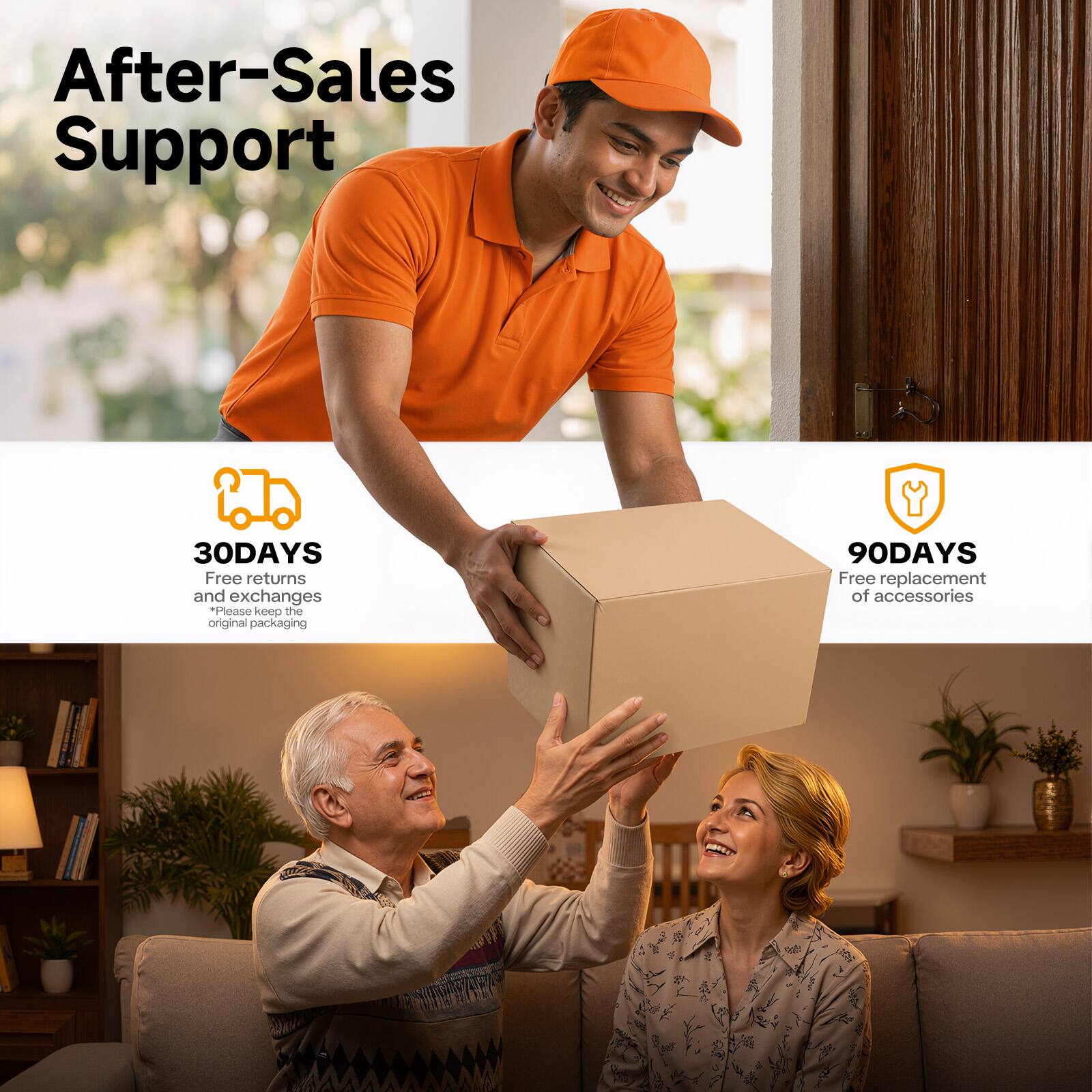 After-Sales Support

30 DAYS
Free returns and exchanges
"Please keep the original packaging"

90 DAYS
Free replacement of accessories