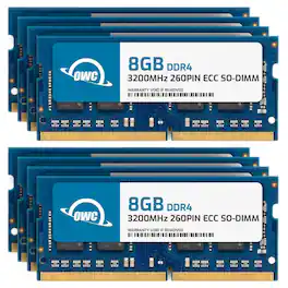OWC - 64GB (8x8GB) DDR4 3200MHz PC4-25600 CL22 1RX8 ECC Unbuffered SODIMM 1.2V 260-pin Memory RAM - Black Chips