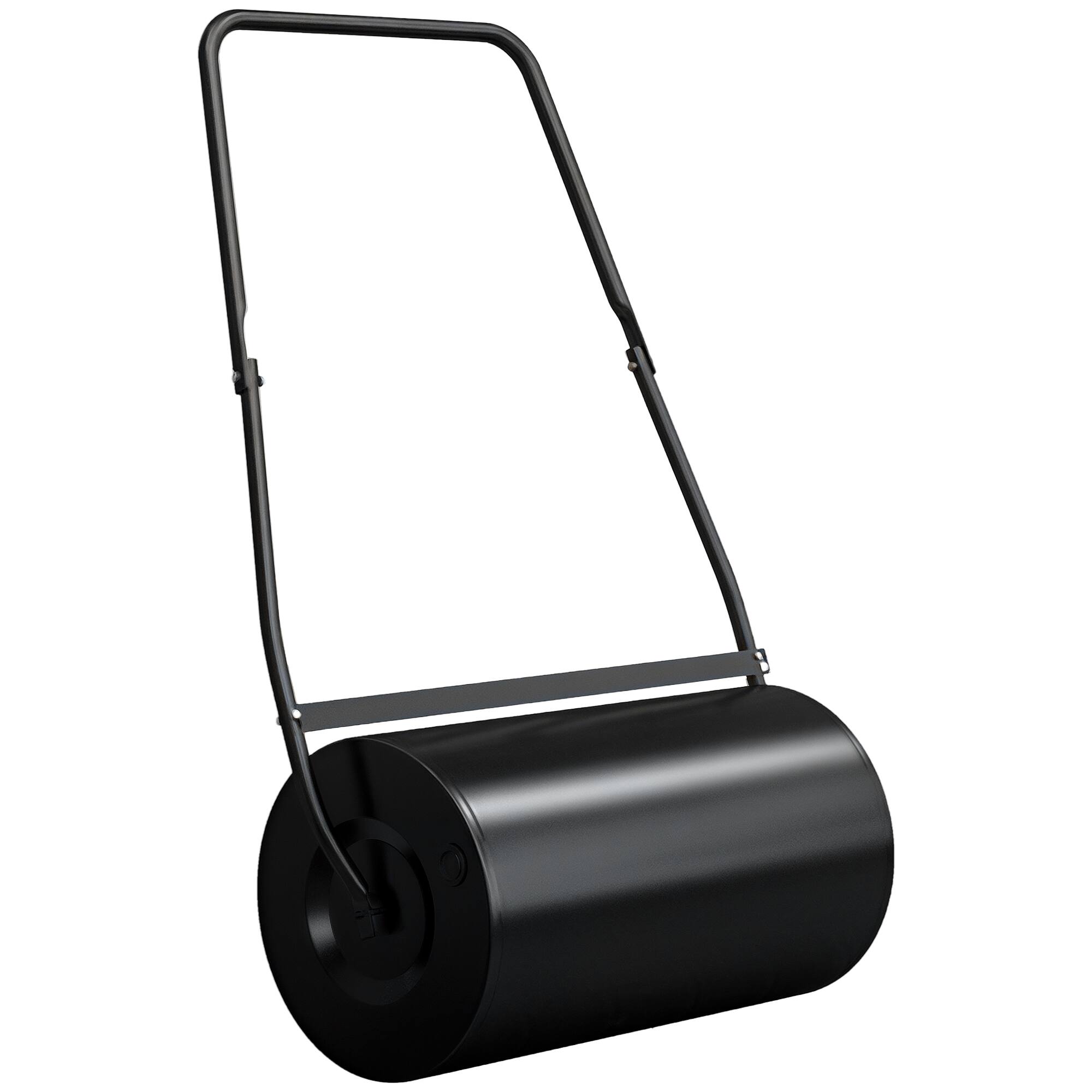 Front. Outsunny - 46L Lawn Roller, Push/Tow Behind Sod Roller with U Shaped Handle, Water Filled Yard Roller for Garden, Lawn, Backyard - Black.