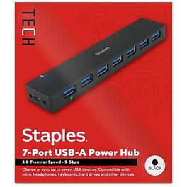 Staples TECH - 7-Port USB 3.0 Hub, (ST62371) - Black