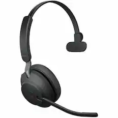 Front. Jabra - Jabra Evolve2 65 Headset - Microsoft Teams Certification - Mono - Wireless - Bluetooth - 98.4 ft - On-ear, Over-the-head - Black.