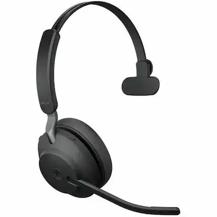 Front. Jabra - Jabra Evolve2 65 Headset - Microsoft Teams Certification - Mono - Wireless - Bluetooth - 98.4 ft - On-ear, Over-the-head - Black.