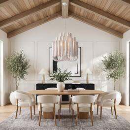 Parrot Uncle - 20" Modern 5-Light 3-Tier Wood Chandelier - Off-White