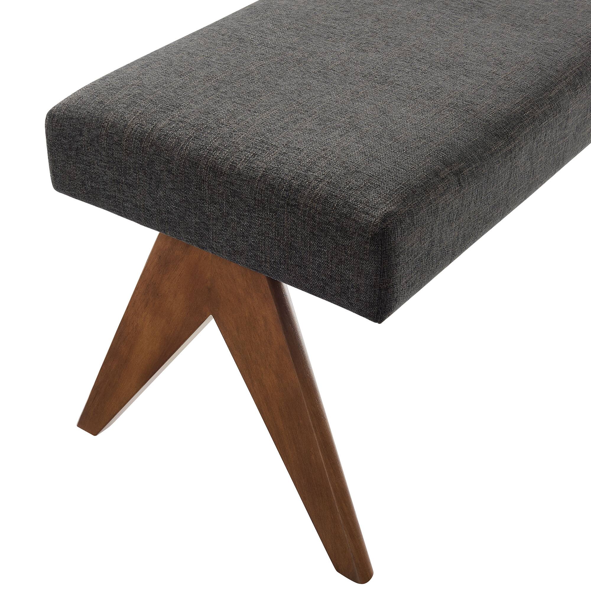 Alt View 2. Modway - Lyra 47" Fabric Upholstered Bench by Modway - Gray.