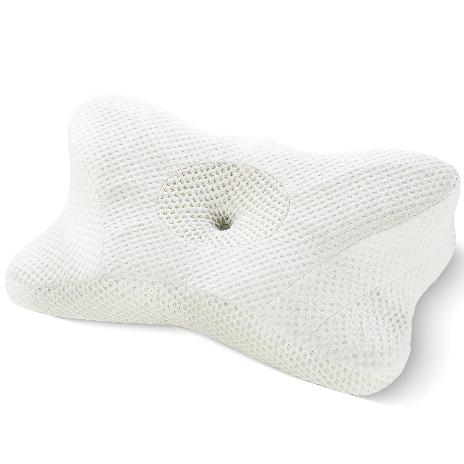 AENKYO - Cervical Neck Pillow for for Neck Support Pillow Memory Foam Bed Pillows - White