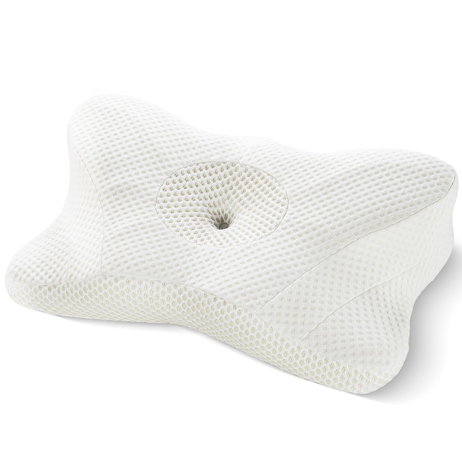 Front. AENKYO - Cervical Neck Pillow for for Neck Support Pillow Memory Foam Bed Pillows - White.