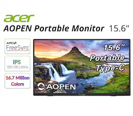 Acer - Refurbished Excellent - AOpen 16PM1Q 15.6" Portable LCD Monitor 1920x1080 250Nit 60Hz 4ms UM.ZP1AA.J02 - Black