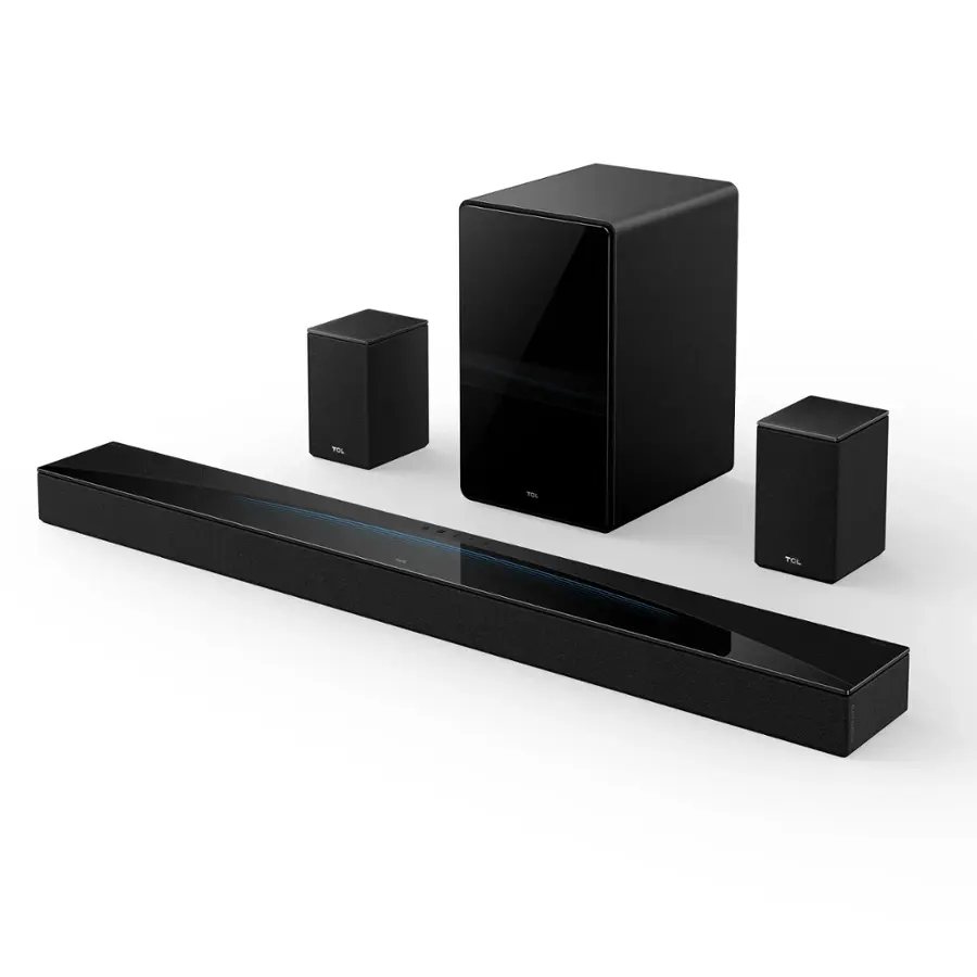 Alt View 21. TCL - Q85H Q Class 7.1.4 Channel Sound Bar with Dolby Atmos, Wireless Subwoofer, and Wireless Surround Speakers - Black.