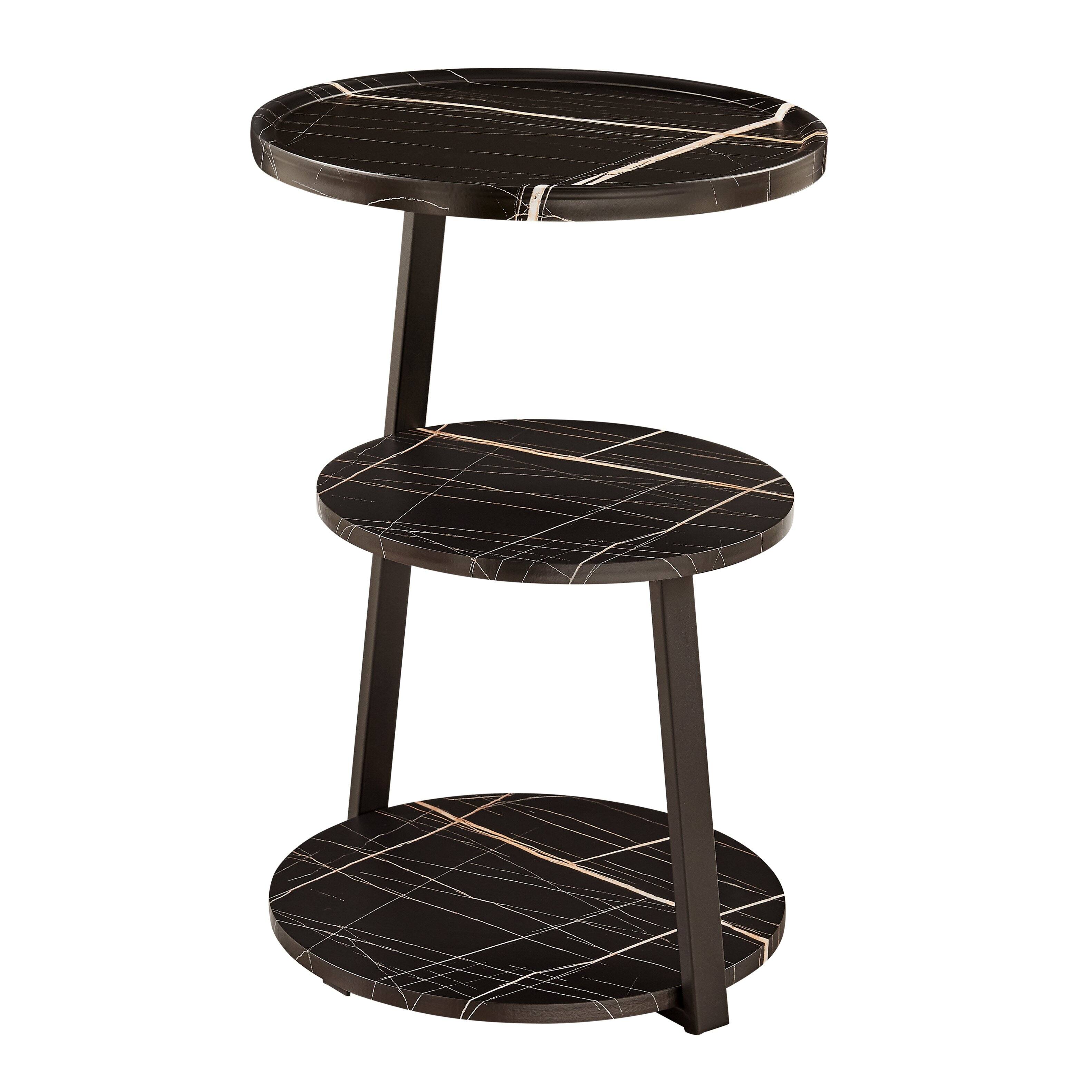 Alt View 9. Danya B - Skylar Round 3-Tier Side Accent Table - Black Marble/Black - Black Marble/Black.