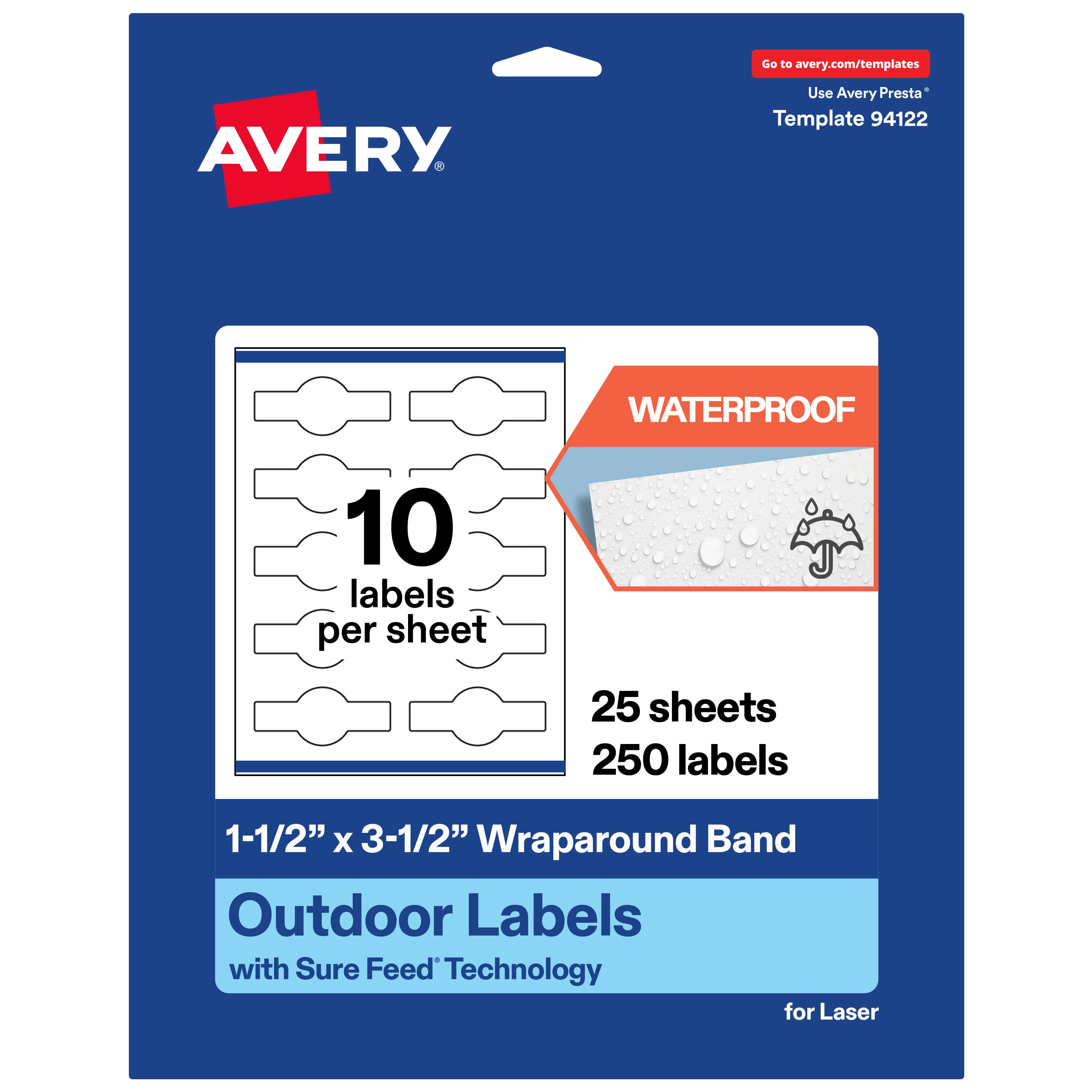 "Avery - Waterproof Wraparound Band Labels, 1.5"" x 3.5"", 250 Total - White" price history on PriceWatchPro