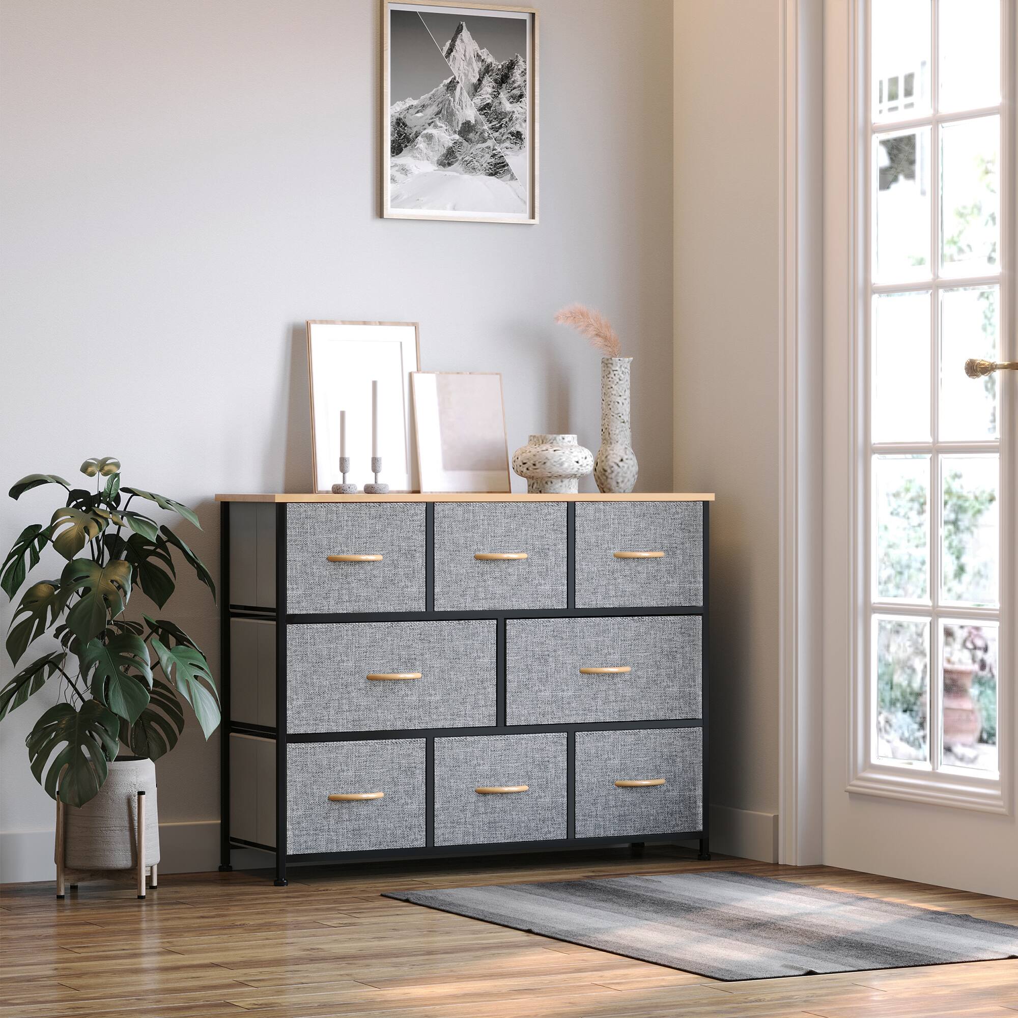 Alt View 3. Homcom - 8-Drawer 3-Tier Dresser, Fabric Storage Tower Unit w/ Steel Frame - Gray.