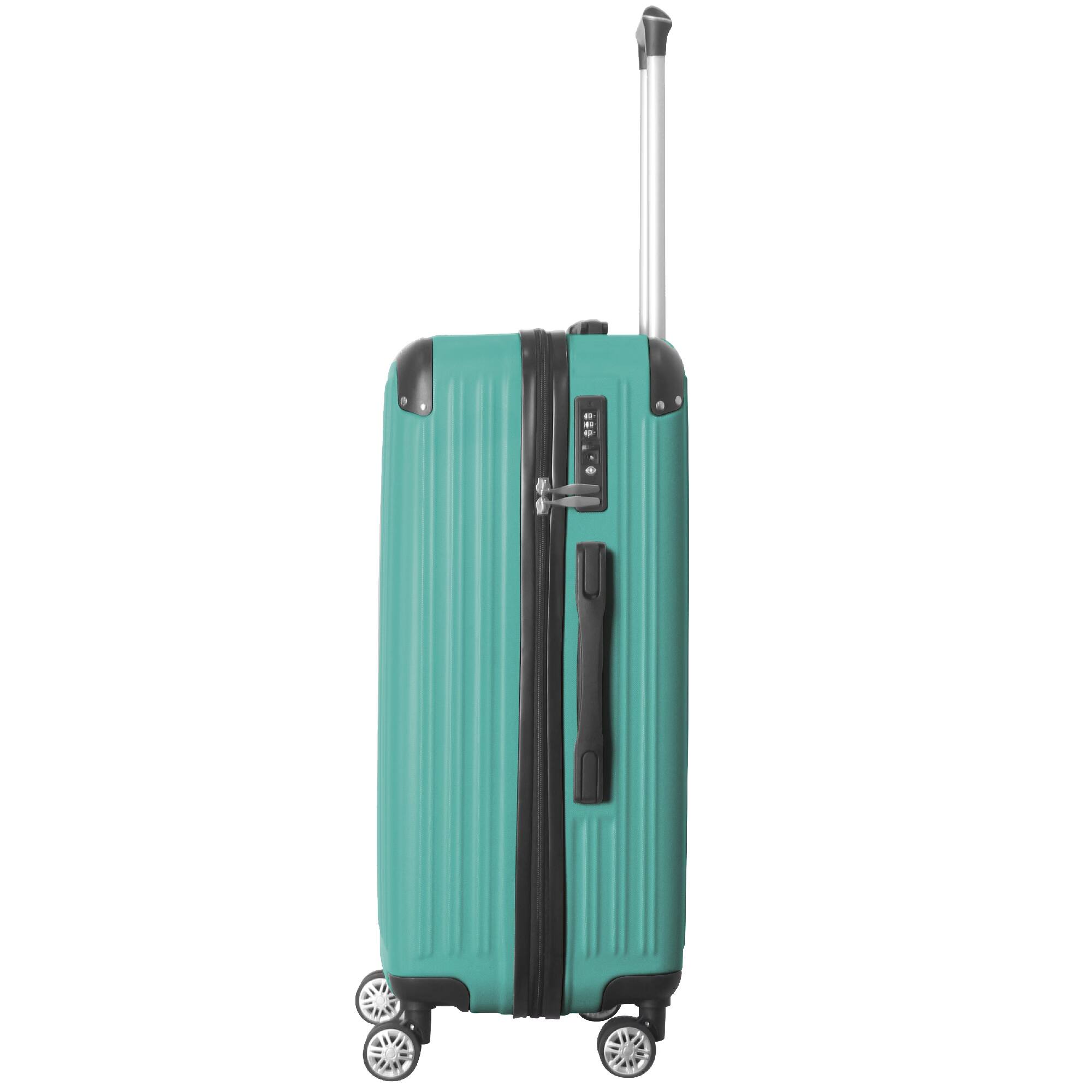 Alt View 10. Bestier - 3-Piece ABS Hardshell Luggage Set (20”/24”/26”) with Spinner Wheels, TSA Lock & Telescopic Handle - Aqua Green.