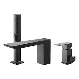VEVOR - Roman Tub Faucet, 3 Hole Waterfall Bathtub Faucet, Roman Bathtub Faucets Set with Shower Head & 1 Handle - Black