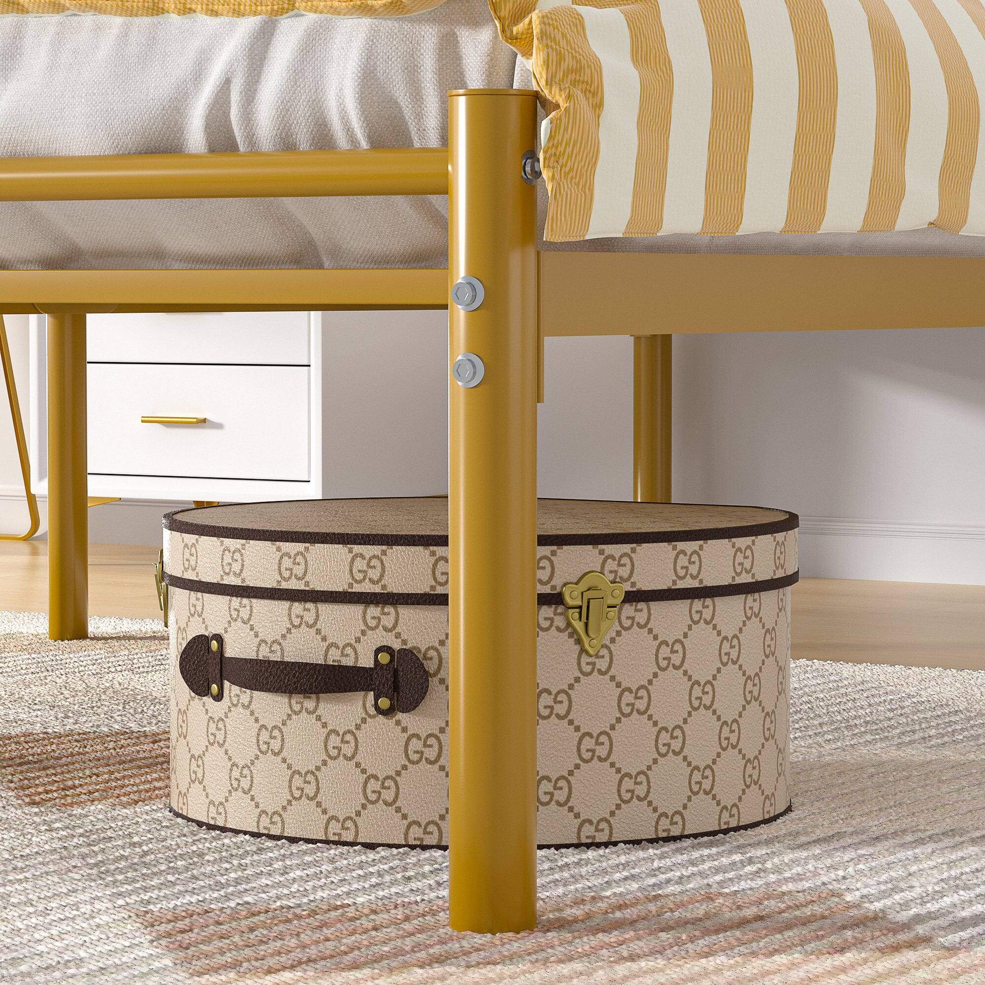 Alt View 1. Vecelo - Full Size Metal Platform,Sturdy Slats Support Mattress Foundation,No Box Spring Needed,Gold - Gold.