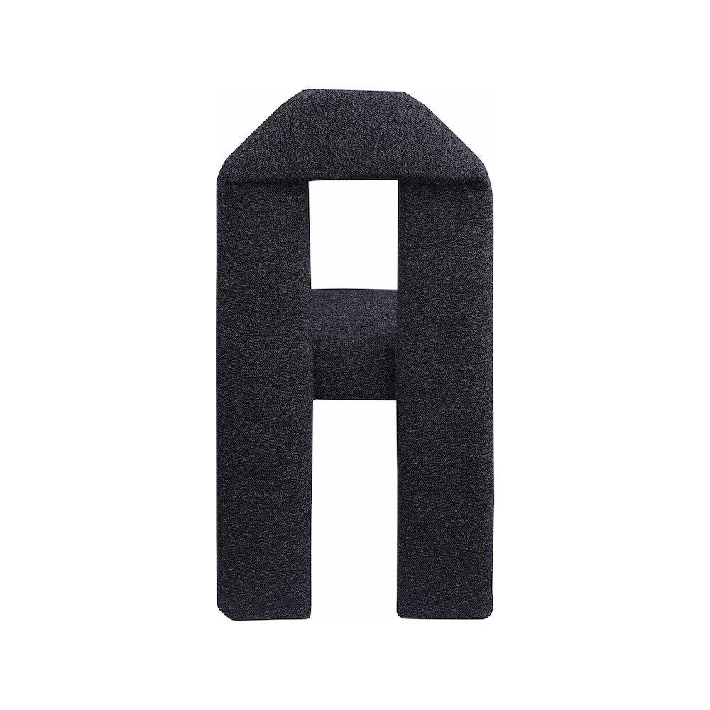 Alt View 3. Meridian Furniture - Bennett Black Boucle Fabric Dining Chair, Set of 2 - Black.