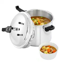 MegaChef - 9.5 Quart Induction and Stovetop Pressure Cooker with Steamer - Silver