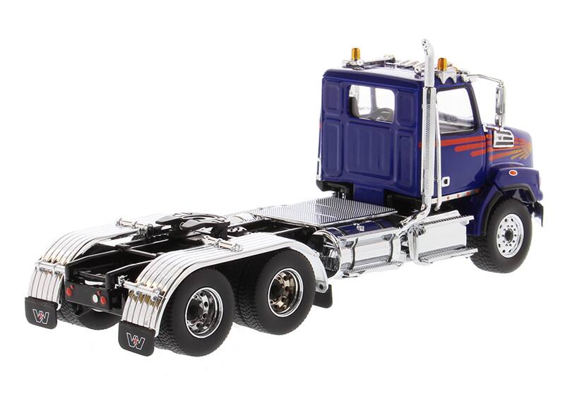 Alt View 3. Diecast Masters - Western Star 4700 SB Tandem Day Cab Tractor Blue 1/50 Diecast Model by Diecast Masters.