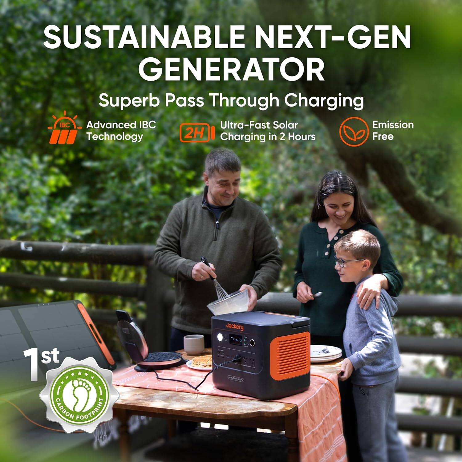 Sustainable Next-Gen Generator: Superb Pass-Through Charging BC Advanced IBC Ultra-Fast Solar Emission Technology 2H I Charging in 2 Hours Free 1st Carbon Footprint Jackery