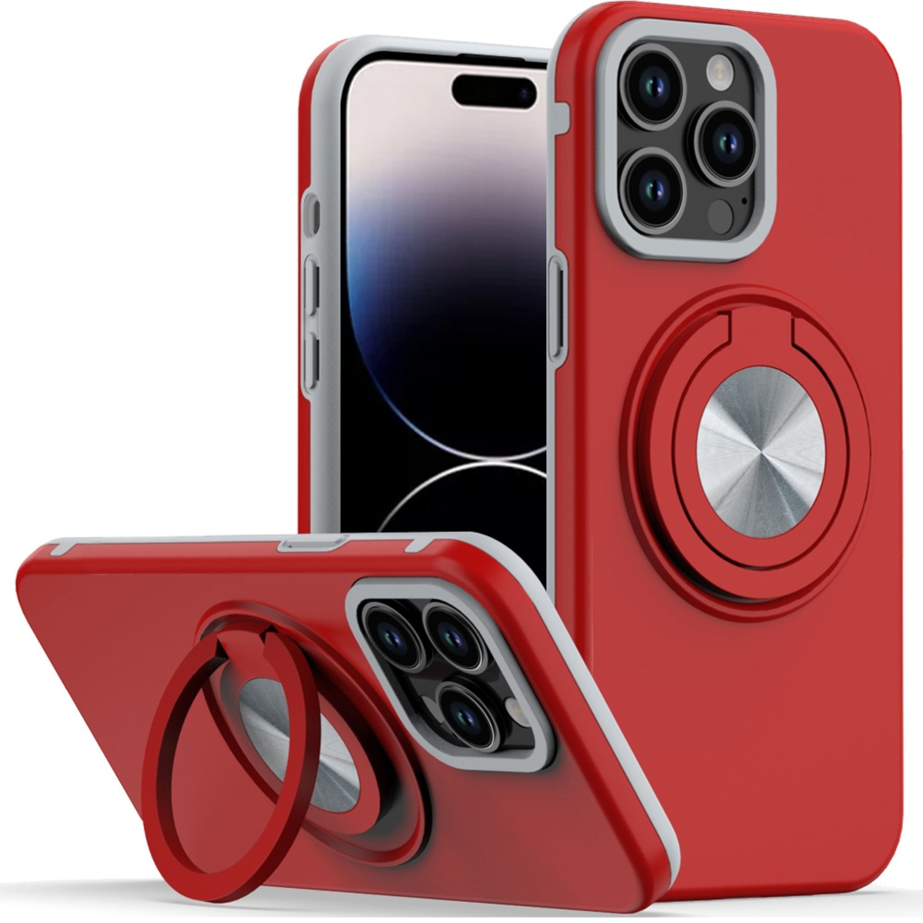 Kitcheniva - Rugged 360 Ring Stand Case For iPhone 14 Pro Max - Red price history on PriceWatchPro