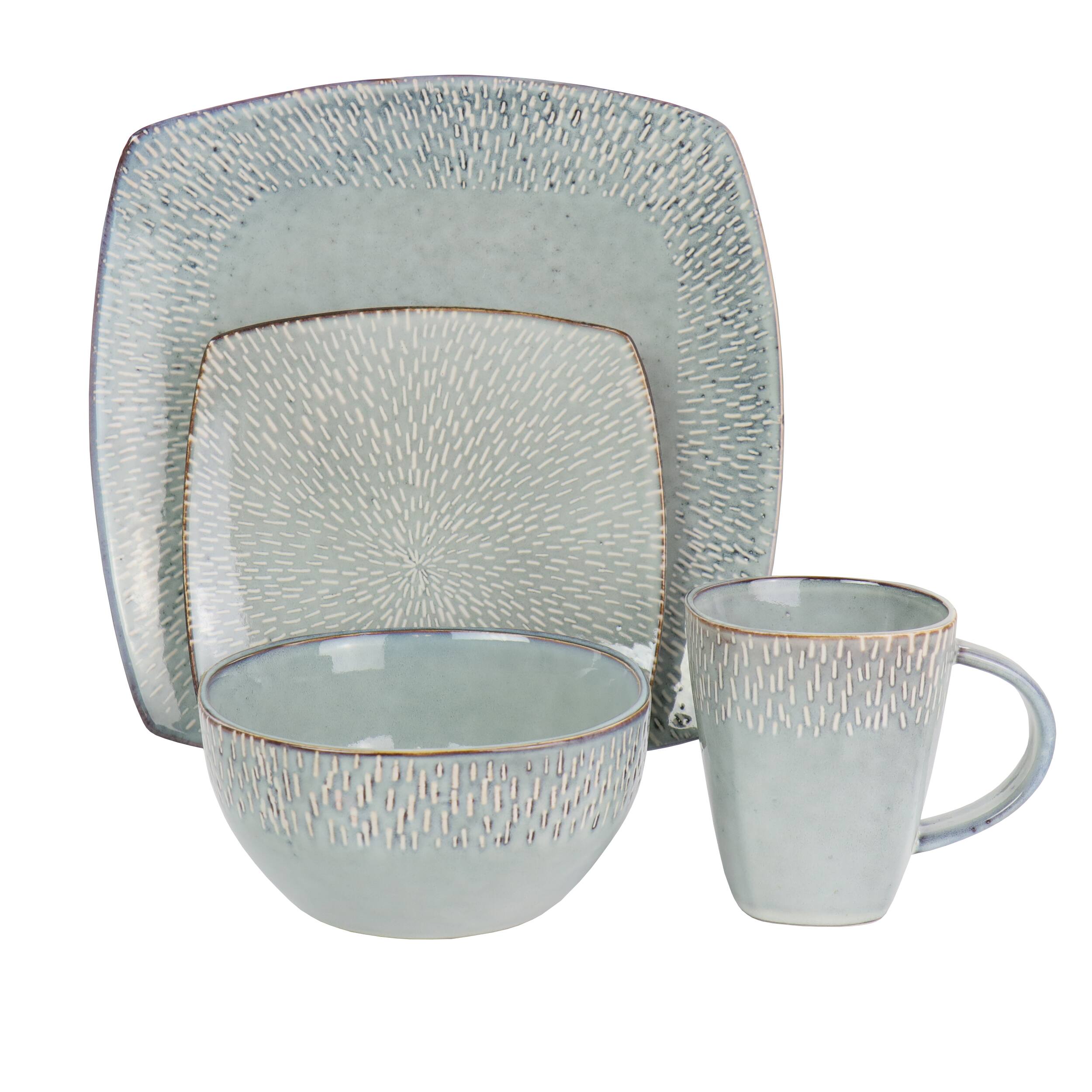 Alt View 1. Meritage - Meritage 16 Piece Stoneware Dinnerware Set in Gray (Service for 4) - Gray.