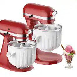 Gvode - Ice Cream Maker Attachment, Compatible with KitchenAid®, Leak-Proof Bowl, Sorbet/Gelato/Yogurt - White Style