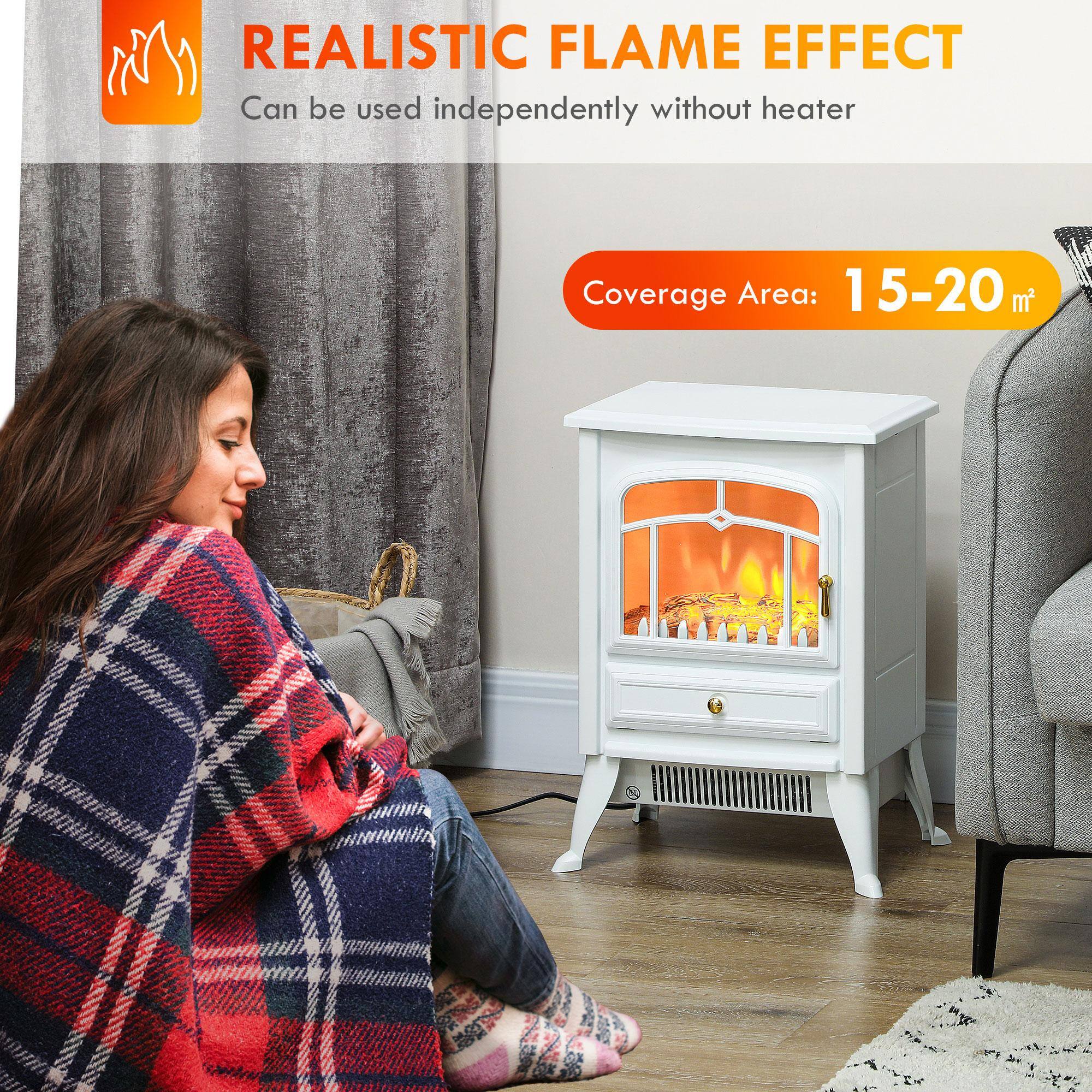 REALISTIC FLAME EFFECT  
Can be used independently without heater  

Coverage Area: 15-20 m²