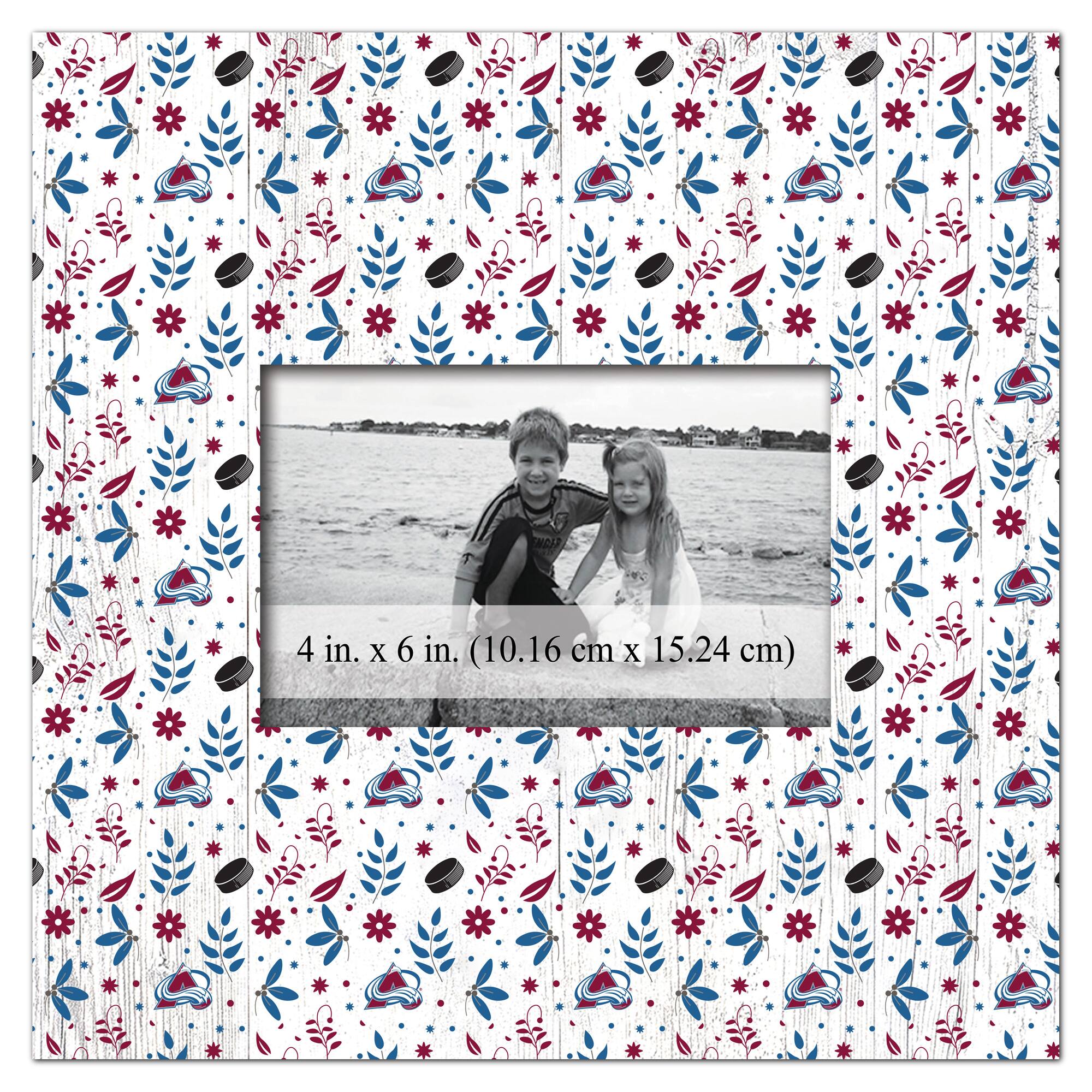 Colorado Avalanche 10'' x 10'' Floral Pattern Frame