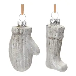 BreeBe - Glass Mitten and Stocking Ornament (Set of 12) - Brown