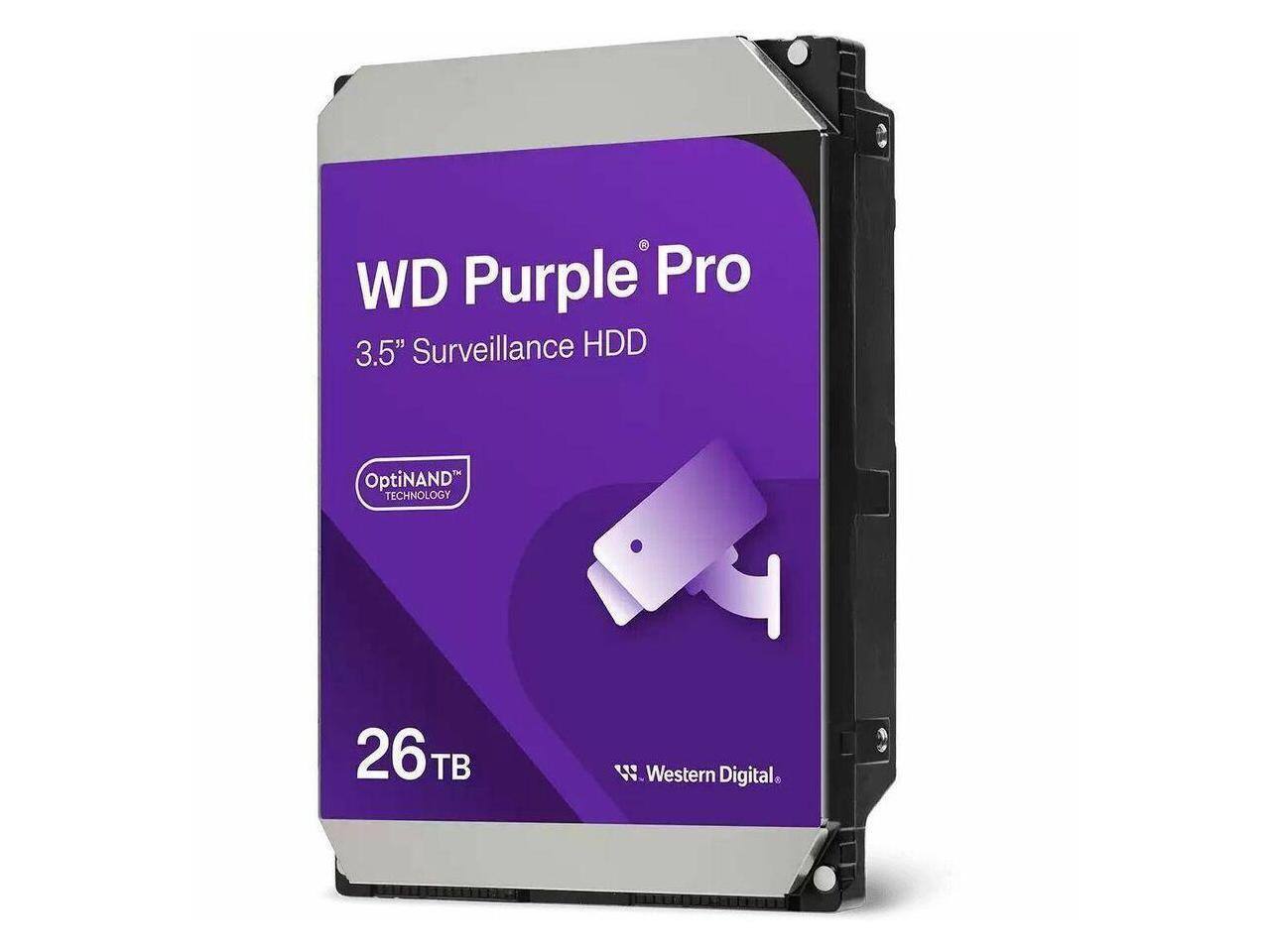 WD Purple Pro 3.5" Surveillance HDD  
OptiNAND Technology  
26TB  
Western Digital