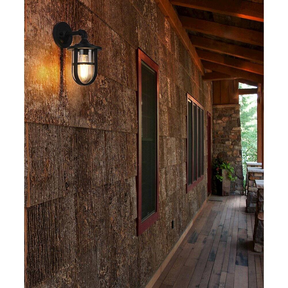 Alt View 4. Elegant Lighting - Hugo 6 Inch Outdoor Wall Sconce In Black - Black.