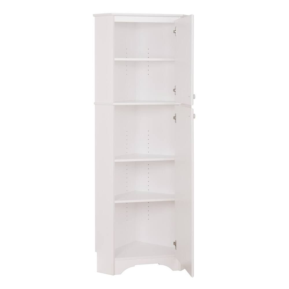 Left. Prepac - Elite Tall 2-Door Corner Storage Cabinet, White - White.