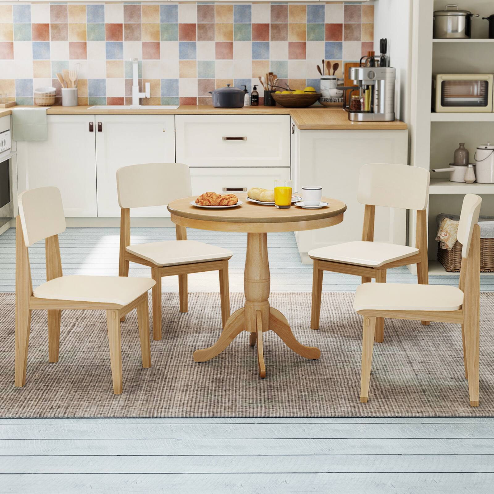 Alt View 3. Gymax - Gymax 32'' Round Pedestal Dining Table High Top Ped Table Kitchen Dining Room - Yellow.