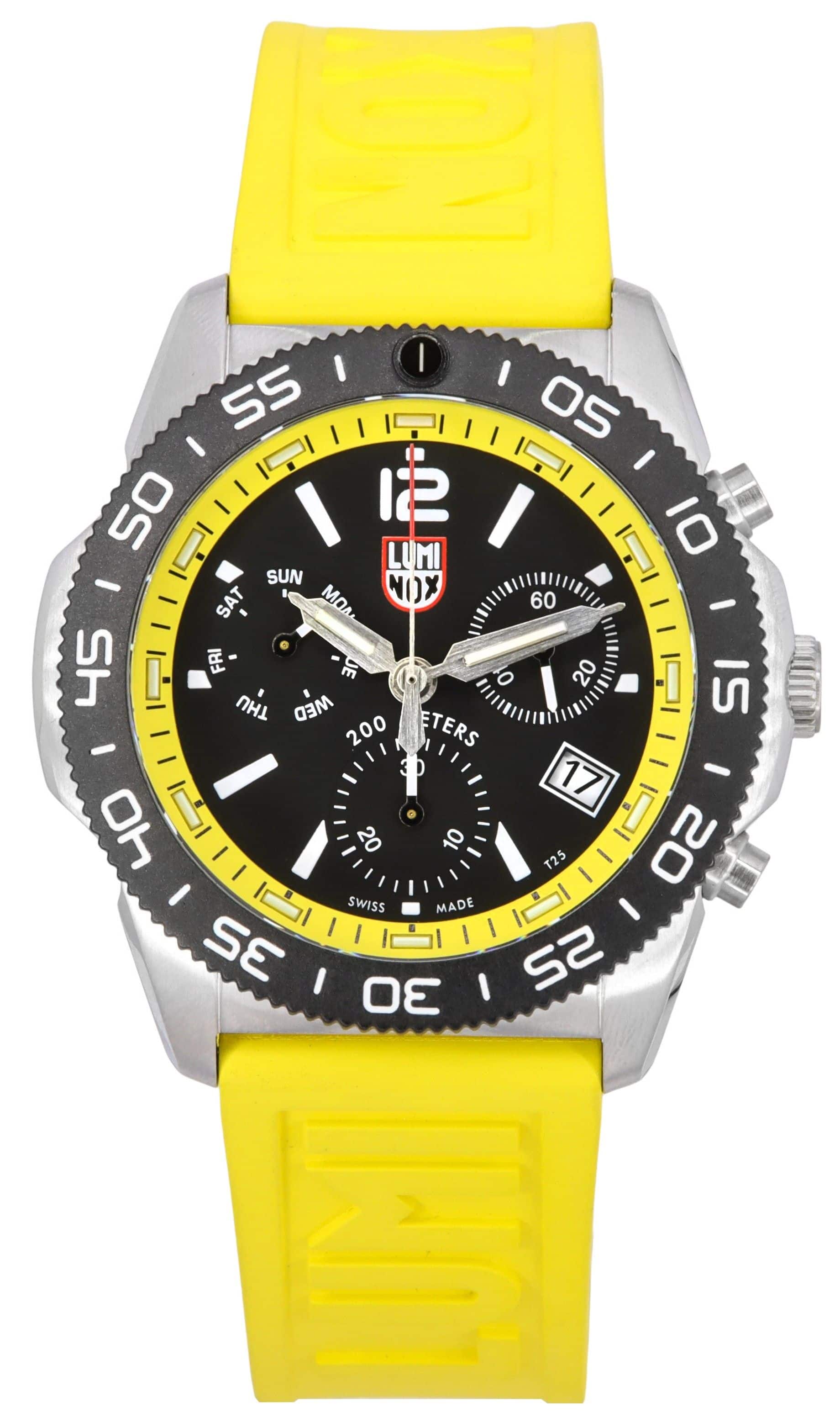 Luminox - Pacific Diver Chronograph Yellow Rubber Strap Dial Swiss Quartz Diver's XS.3145 200M Men's Watch - Black price history on PriceWatchPro