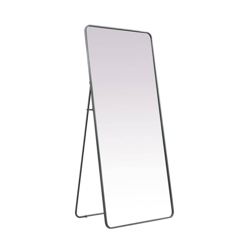Alt View 2. Elegant Decor - Soft Corner Metal Rectangle Full Length Mirror 32x72 Inch in Silver - Silver.