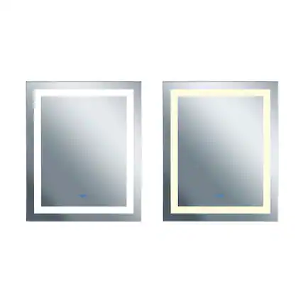 Front. CWI Lighting - Abril Rectangle Matte White LED 32 in. Mirror From our Abril Collection - White.