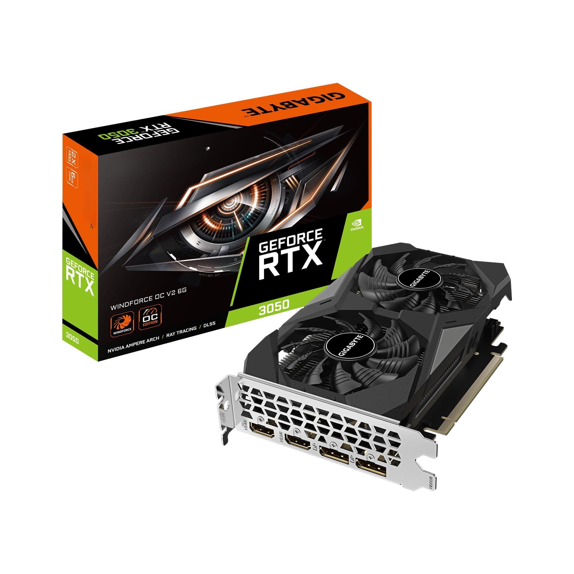 Dazzling Pops - GIGABYTE GeForce RTX 3050 WINDFORCE OC V2 6G Graphics Card WINDFORCE Fans GDDR6 96 bit GDDR6 GV