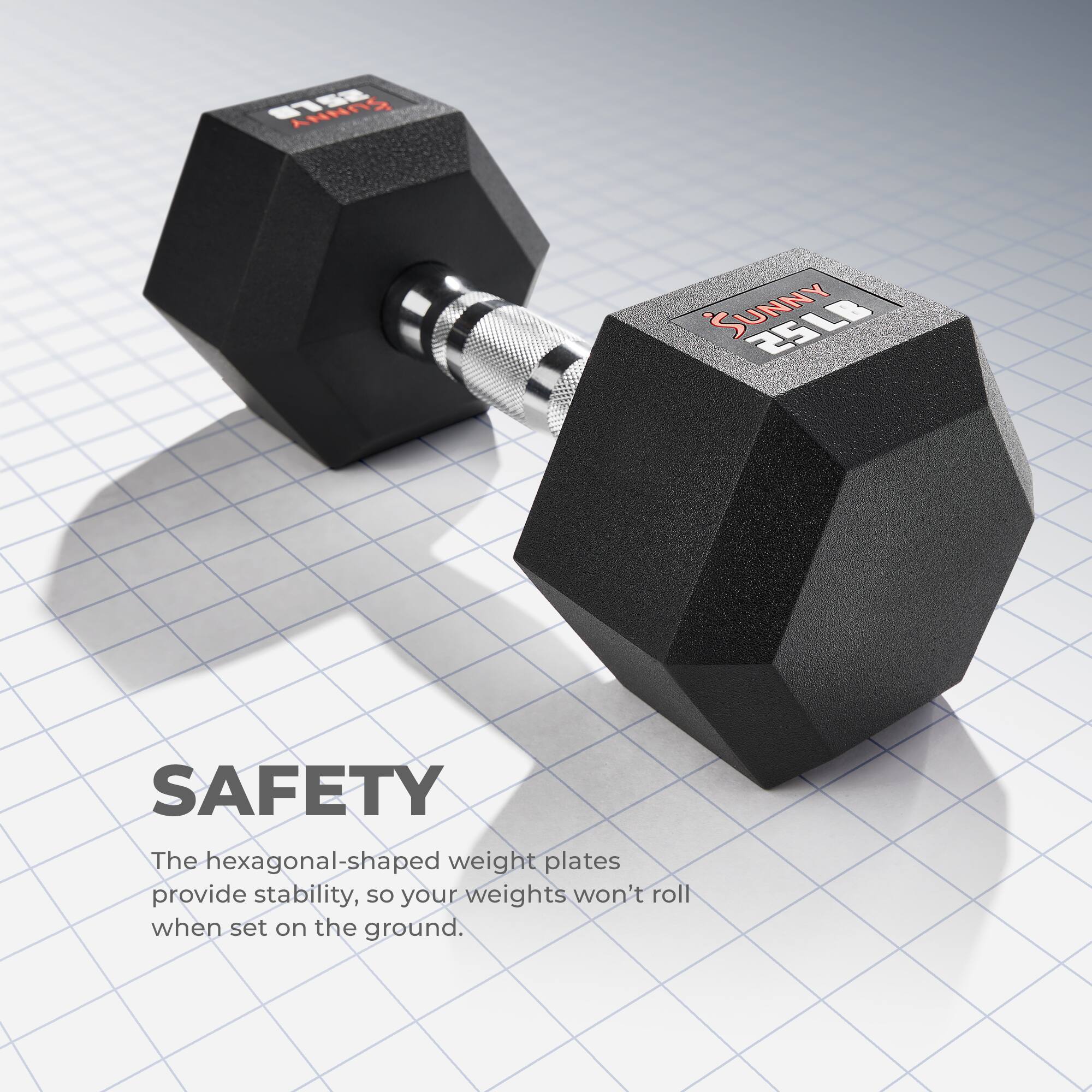 ANRAS SUNNY Z5LB SAFETY

The hexagonal-shaped weight plates provide stability, so your weights won't roll when set on the ground.
