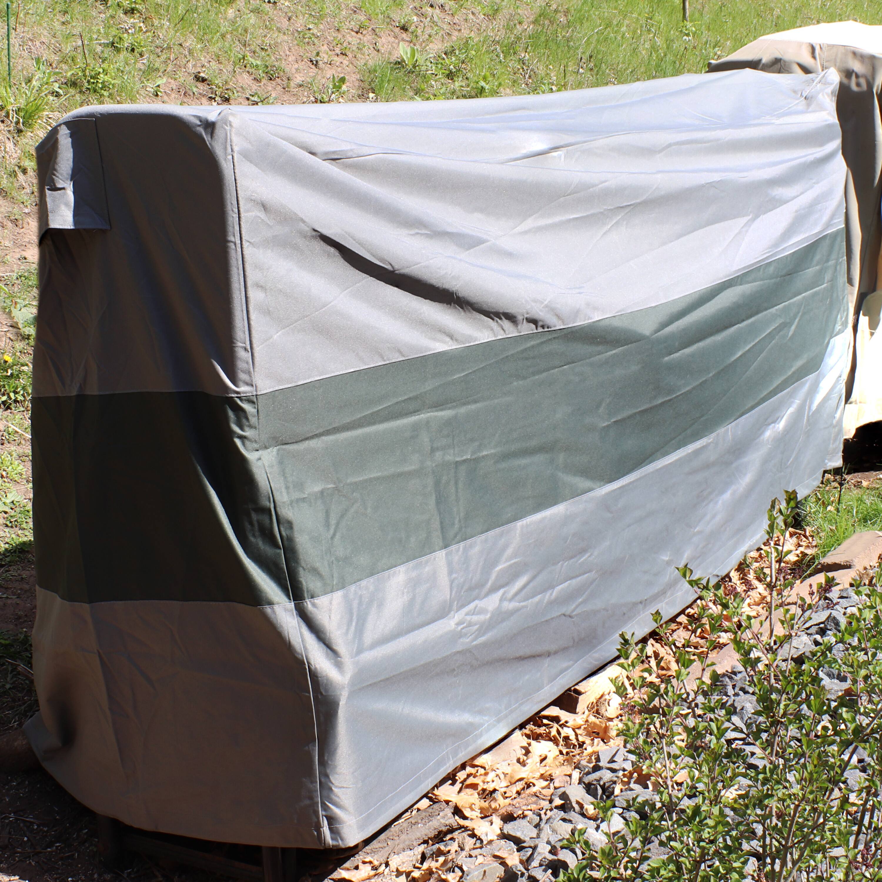 Alt View 3. Sunnydaze - 8 ft Heavy-Duty Polyester Firewood Log Rack Cover - Gray/Green.