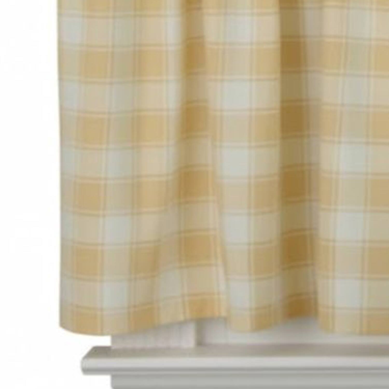 Back. Ellis Curtain - ELLIS 50% Polyester 50% Cotton Country Check Tailored With 1.5" Rod Pocket Tiers 56" x 24" Butter - Butter.