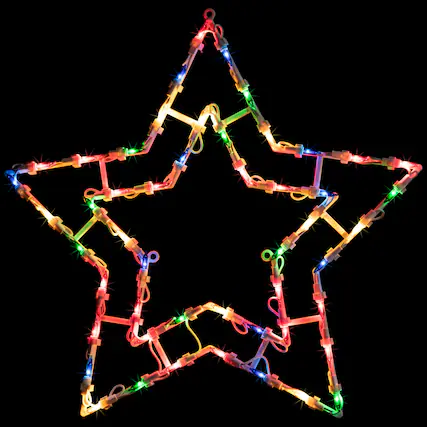 Front. Northlight - Lighted Star Christmas Window Silhouette Decoration - 16" - Multicolor Lights - White.