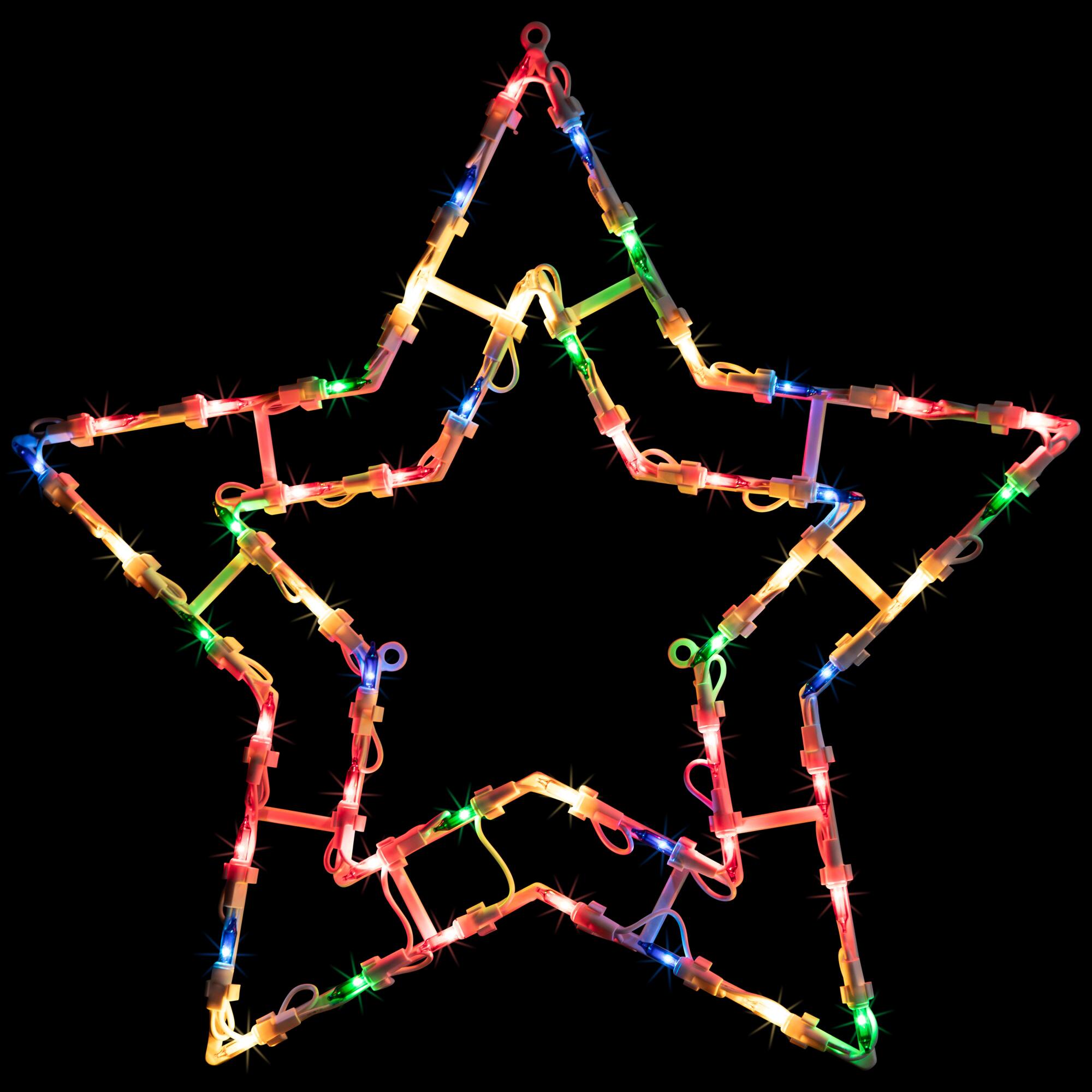 Front. Northlight - Lighted Star Christmas Window Silhouette Decoration - 16" - Multicolor Lights - White.