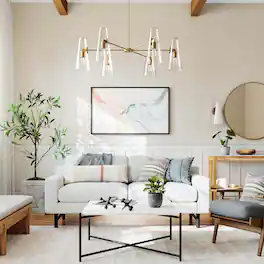 Beacon 6-Light Chandelier by Modway - Clear Satin Brass