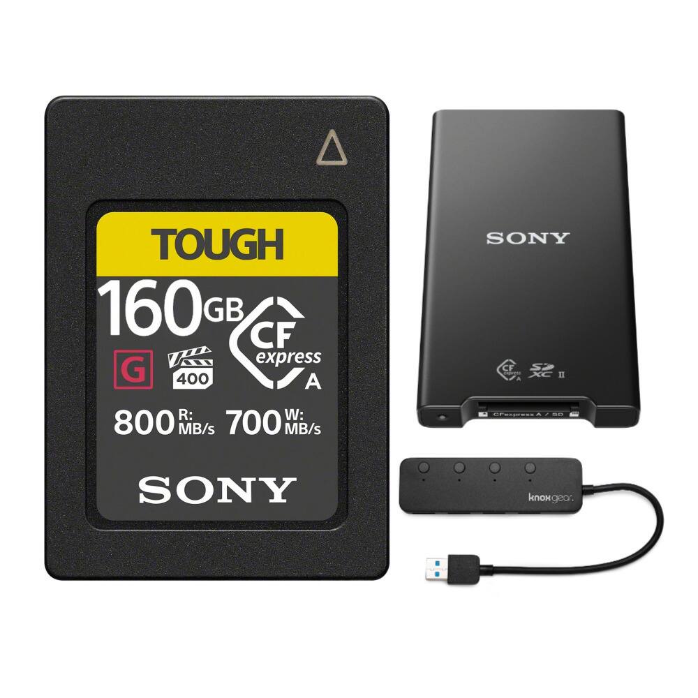 Sony - CFexpress Type A 160GB Memory Card with Card Reader and 4 Port USB Hub