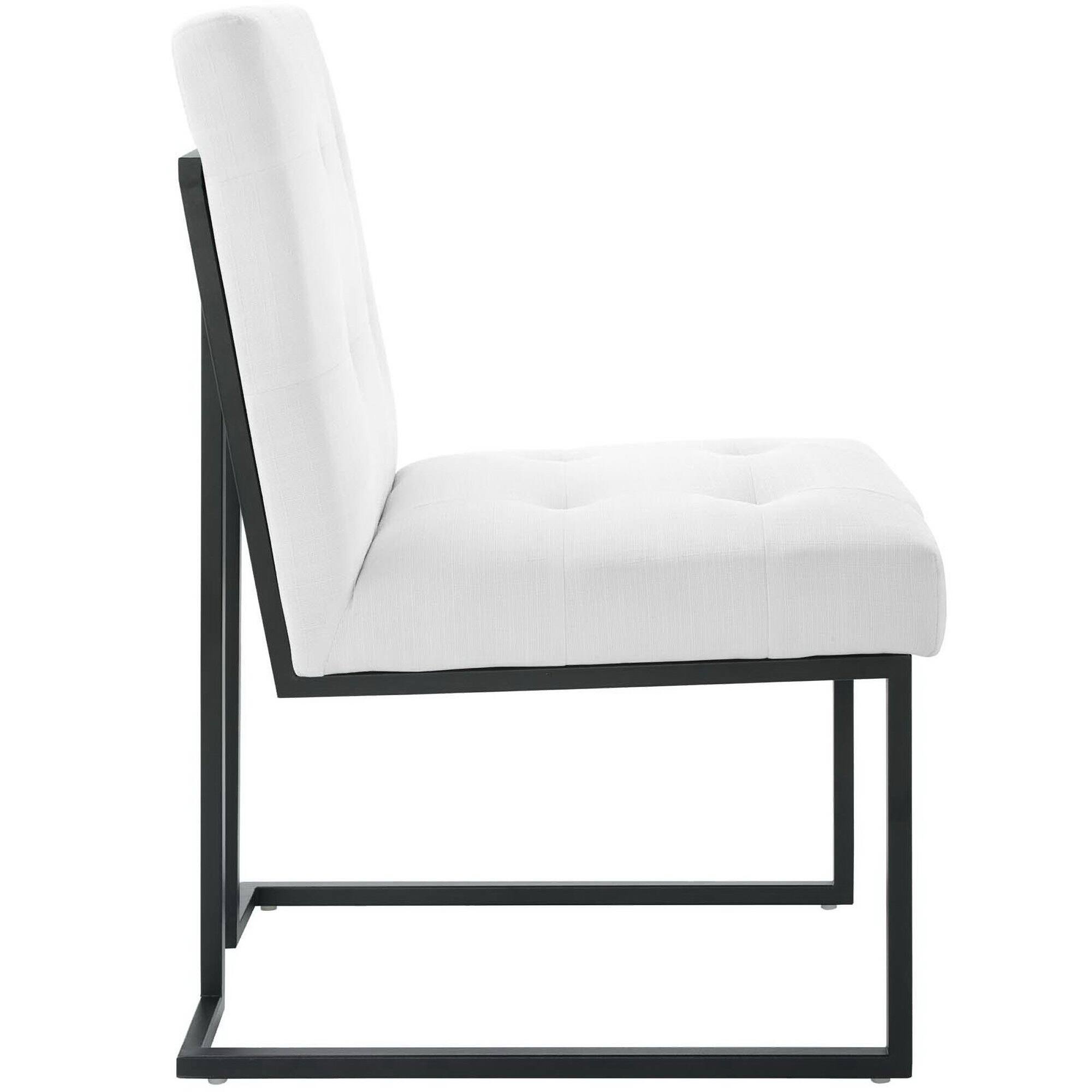 Back. Modway - Privy Black Stainless Steel Upholstered Fabric Dining Chair by Modway - Black White.