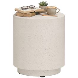 Homcom - Accent Table with Concrete Finish Round Side Table - Light Yellow