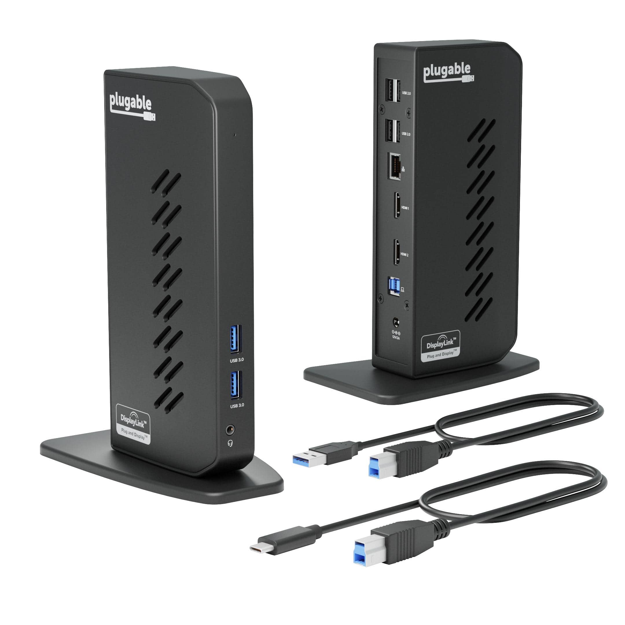 Plugable - USB 3.0 and USB-C Universal Laptop Docking Station for Windows, Mac, ChromeOS | Dual HDMI - Black